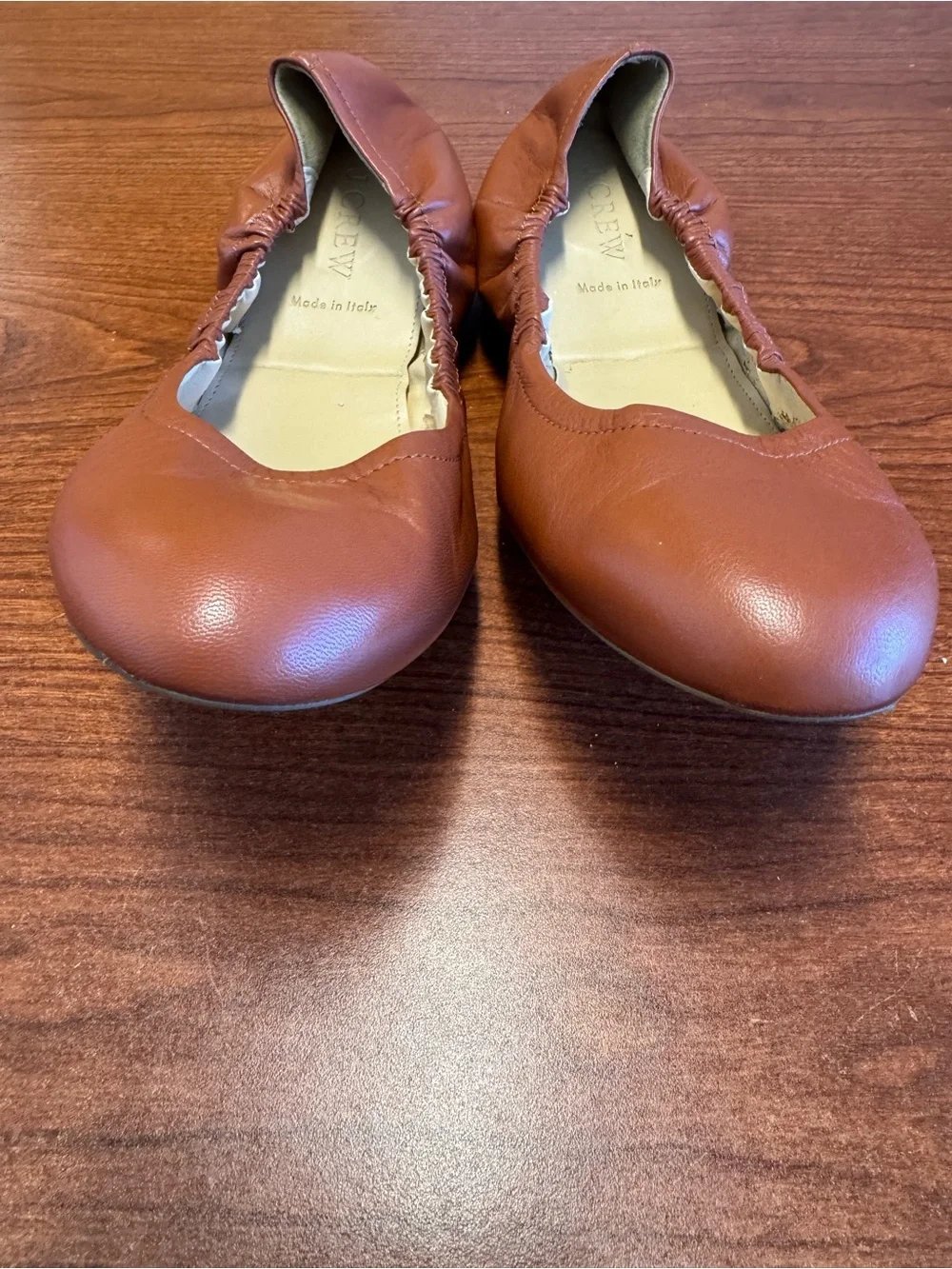 J.Crew Collection Made in Italy Leather Ballet Flats – Cognac Brown | Size 10